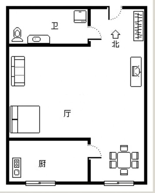 名流美域1室1厅1卫户型图