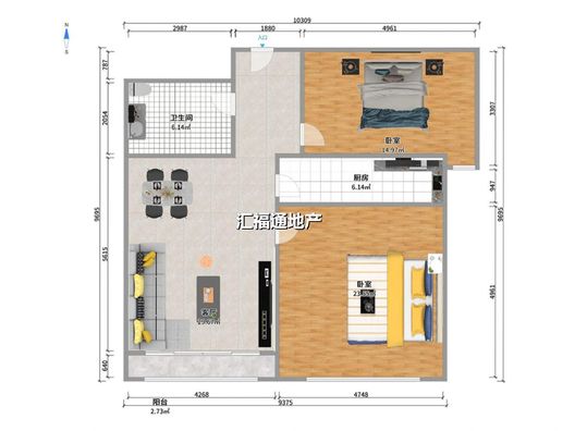 联合七号院2室2厅1卫户型图