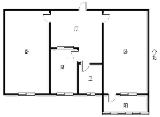 凌云厂家属院2室1厅1卫户型图