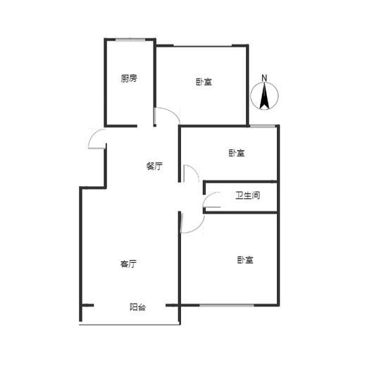 京中美居3室2厅1卫户型图