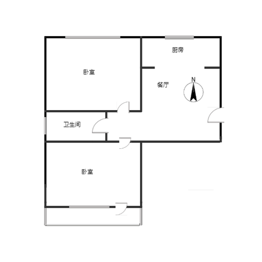 桥东粮食局小区2室1厅1卫户型图