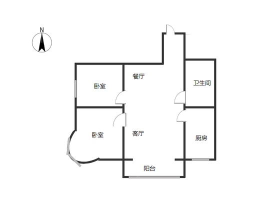 鸿盛凯旋门2室2厅1卫户型图