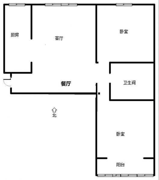 水岸花城2室2厅1卫户型图
