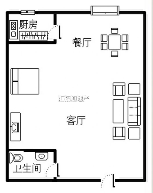 金竹花园1室2厅1卫户型图
