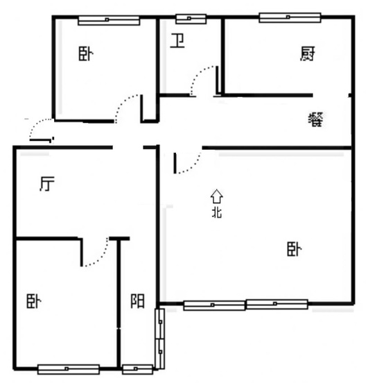 东兴小区（西院）3室2厅1卫户型图