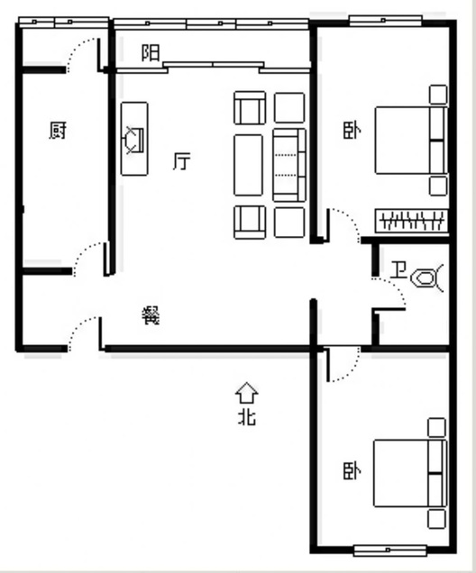 东林家园2室2厅1卫户型图