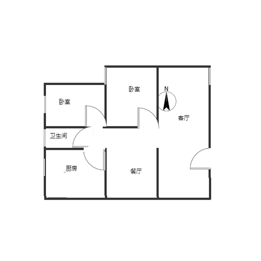 造纸厂小区2室2厅1卫户型图