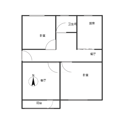 建厂局设计院家属楼2室2厅1卫户型图