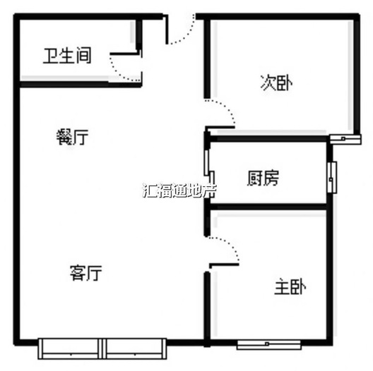 高铁新干线2室2厅1卫户型图