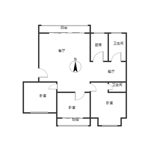 东方家园3室2厅1卫户型图