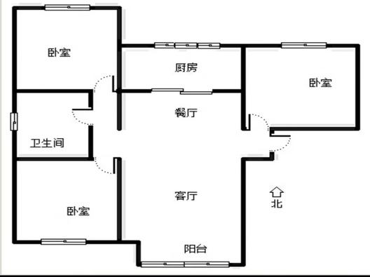 天伦湾馨园3室2厅1卫户型图