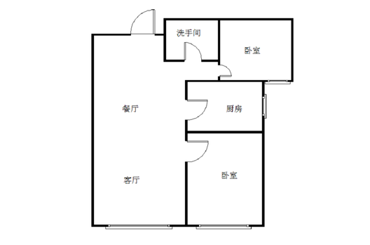 高铁新干线2室2厅1卫户型图