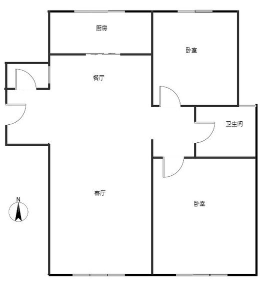 中船涿州府（西区）2室2厅1卫户型图