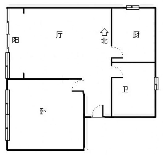 新加坡花园1室1厅1卫户型图