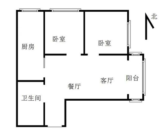 紫竹园二期（太阳城）2室1厅1卫户型图