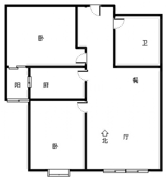翡翠滨江2室2厅1卫户型图