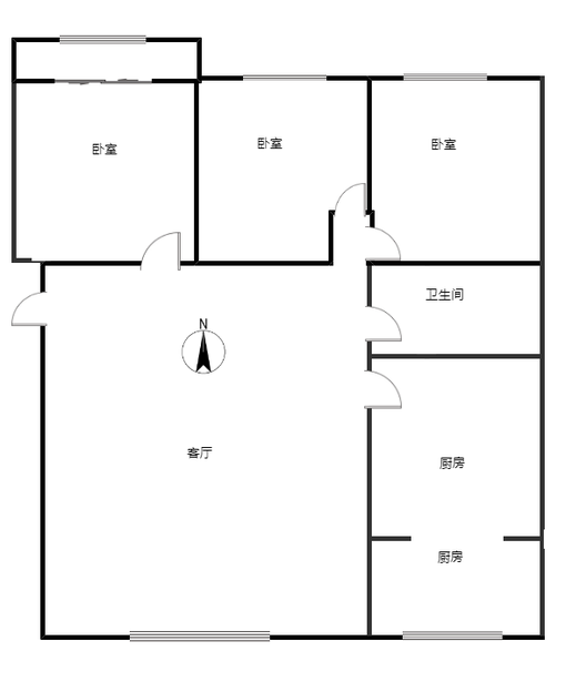地质总局南院3室1厅1卫户型图