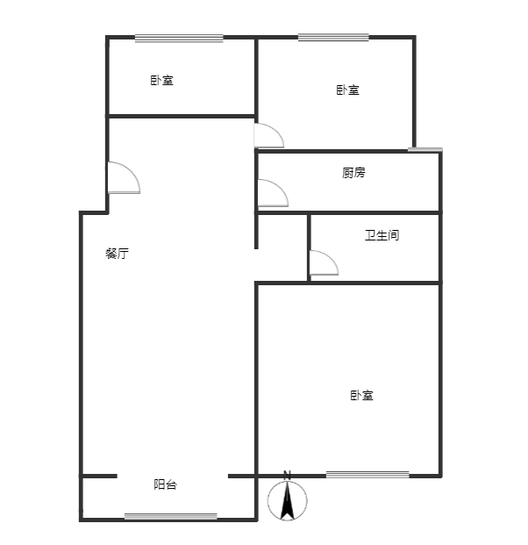 鸿坤理想湾3室2厅1卫户型图