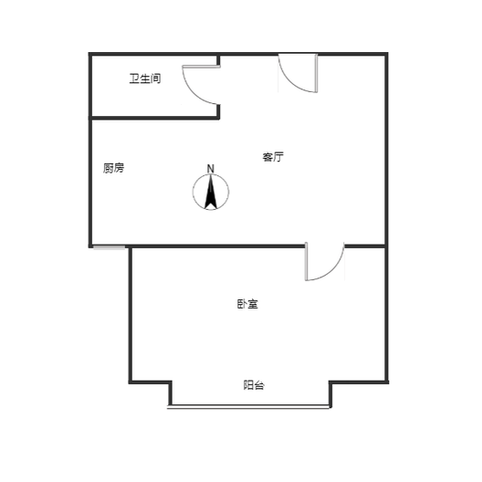 水尚仁佳1室1厅1卫户型图