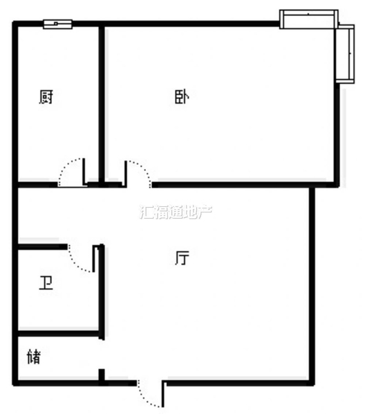 翔天万和城1室1厅1卫户型图