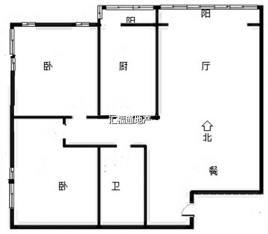 金竹花园2室2厅1卫户型图