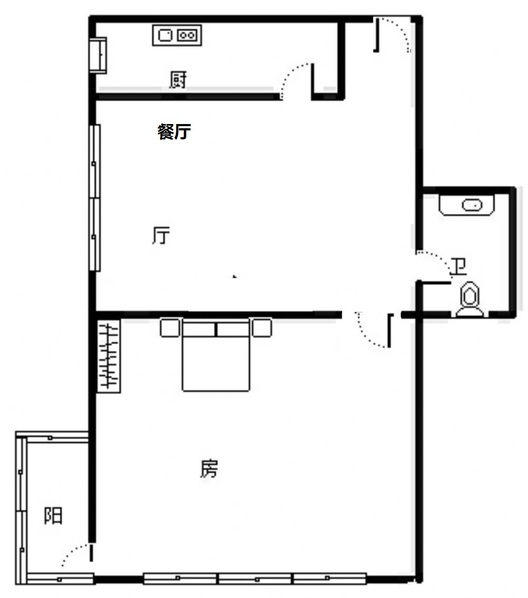 武装部小区1室2厅1卫户型图