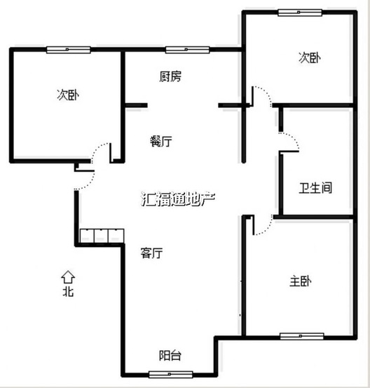鸿坤理想湾3室2厅1卫户型图