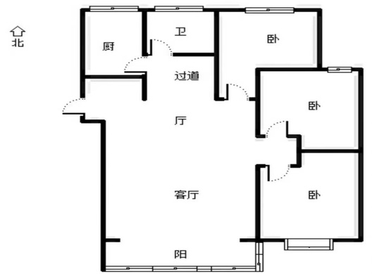 平安D区3室2厅1卫户型图