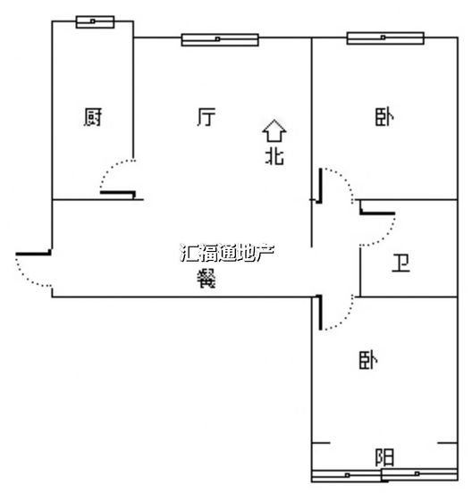 金域中央2室2厅1卫户型图