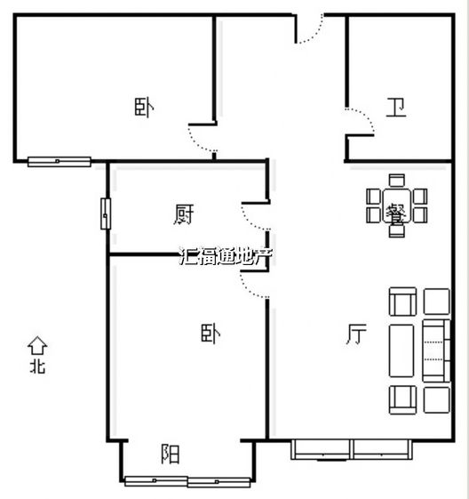 名流美域2室2厅1卫户型图