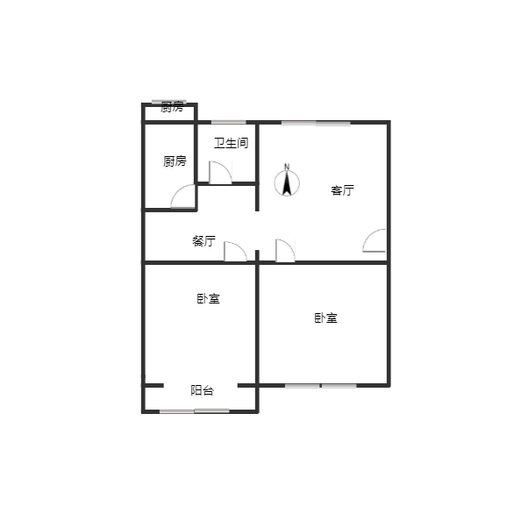 双塔信用社家属院2室2厅1卫户型图