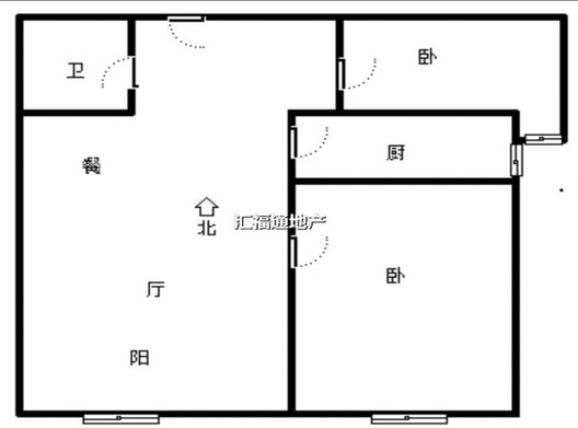 高铁新干线2室2厅1卫户型图