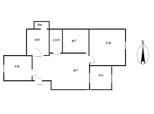 涿州铁路住宅小区2室1厅1卫户型图