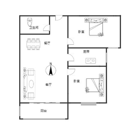北新家园（锦绣范阳）2室1厅1卫户型图