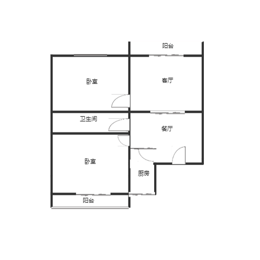 名流公寓2室2厅1卫户型图