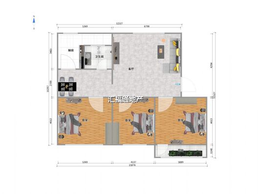 槐林新村3室2厅1卫户型图