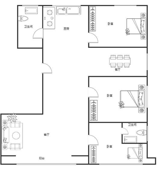 汇元京品3室2厅2卫户型图