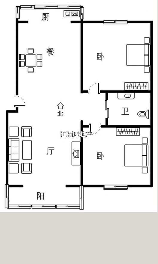 水乡园2室2厅1卫户型图