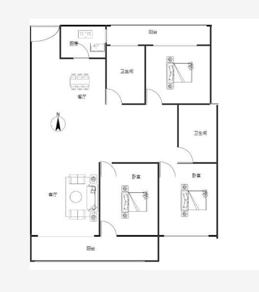 中冶未来城3室2厅2卫户型图