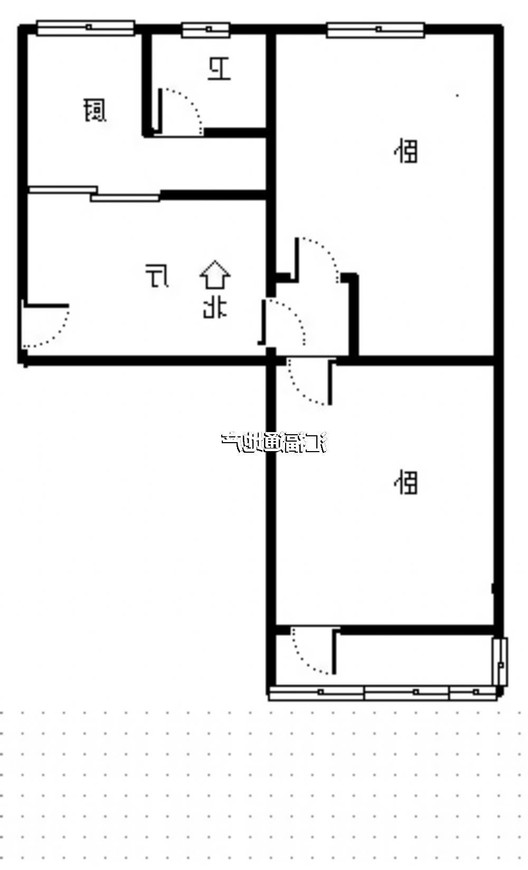 华北铝业生活小区（北院）2室1厅1卫户型图