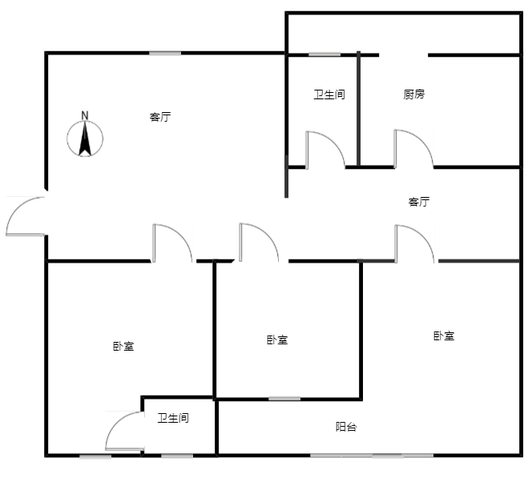 玫瑰嘉园3室2厅2卫户型图