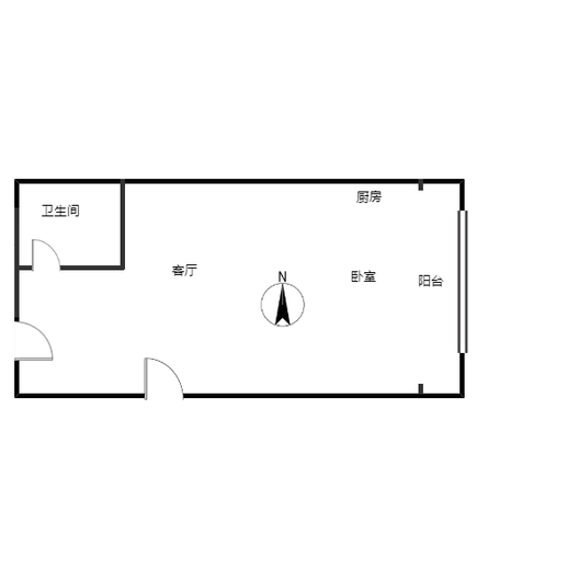 浪潮一览云山1室1厅1卫户型图