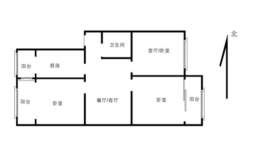 唐人花园2室2厅1卫户型图