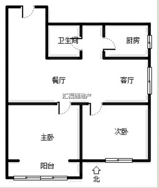 汇元四季橙2室2厅1卫户型图