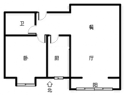 金竹花园1室2厅1卫户型图