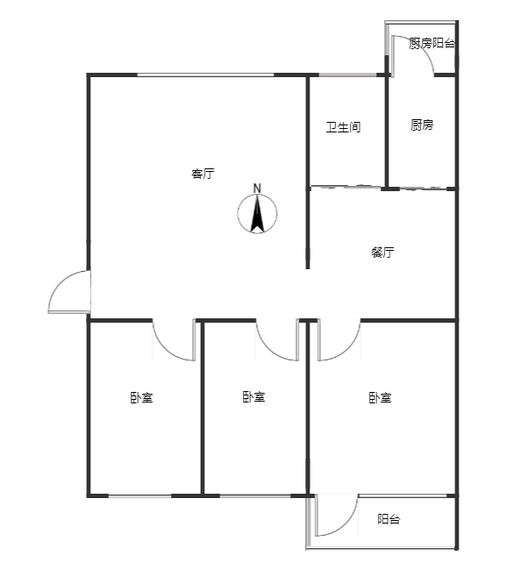 紫晨小区3室2厅1卫户型图