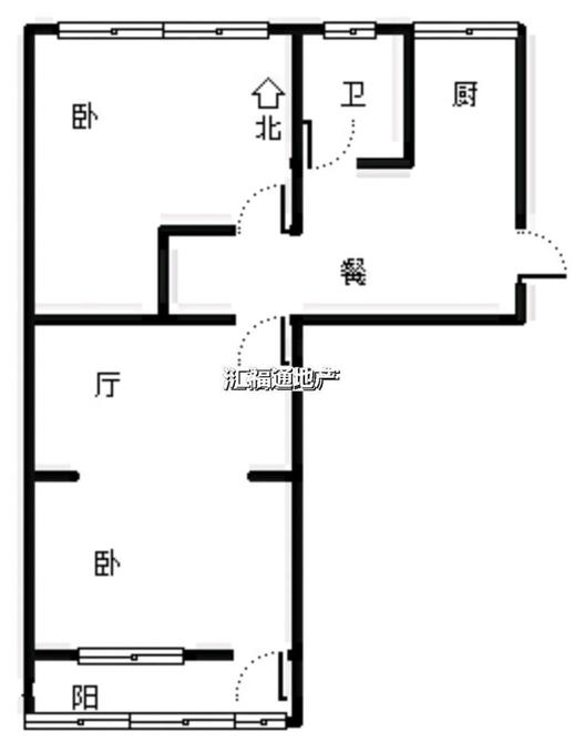 铁道部建厂局小区（范阳路）2室1厅1卫户型图