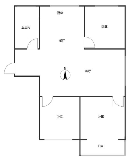 新星小区二期3室2厅1卫户型图