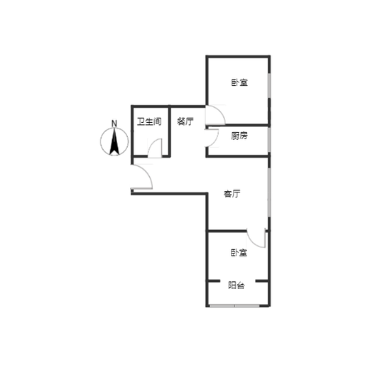 金茂府（鹏渤公园里）2室2厅1卫户型图