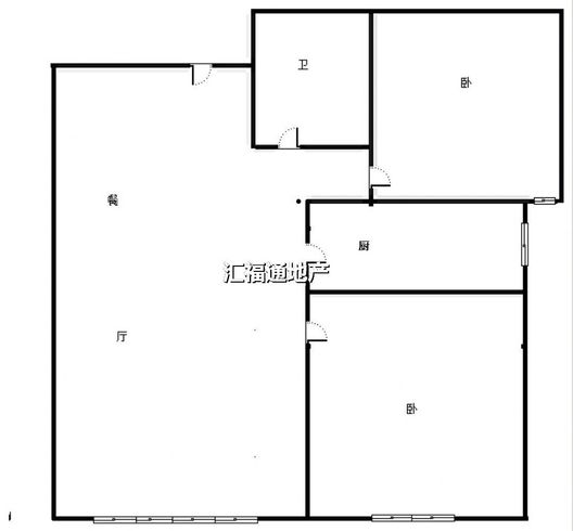 鸿坤理想湾2室2厅1卫户型图